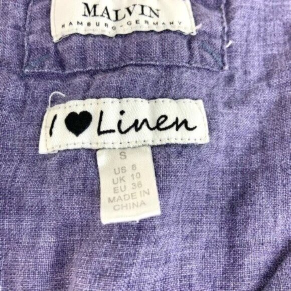 Malvin Linen Blue Chambray Scoopneck Shirt Dress - Picture 3 of 6